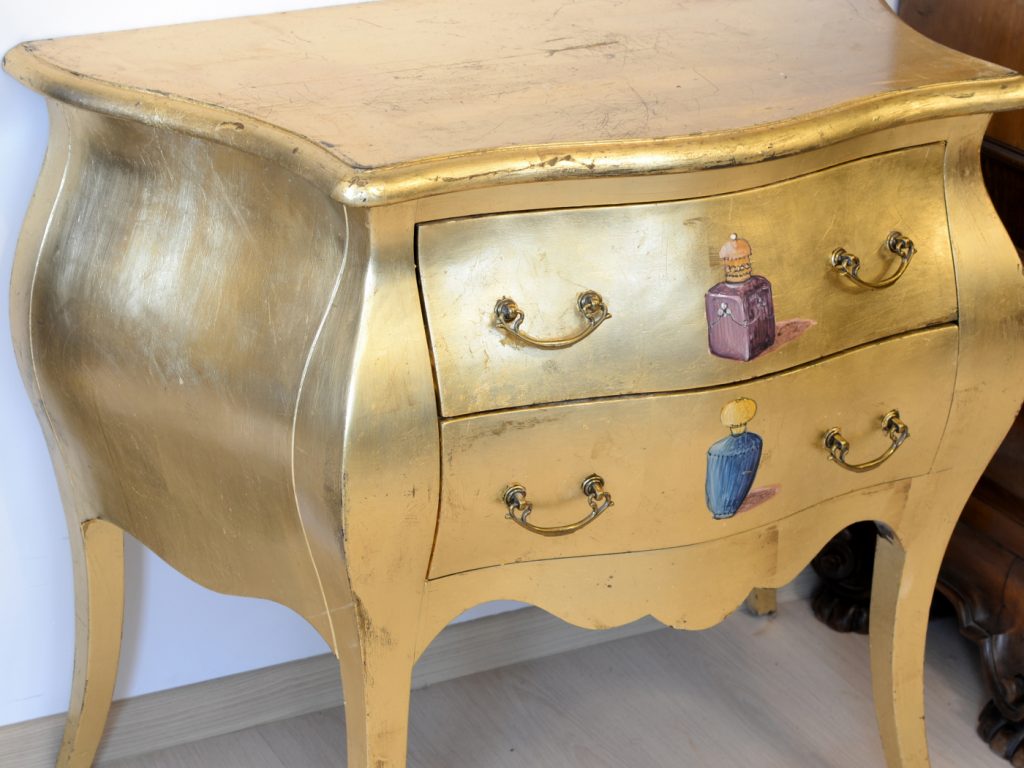 Comoda din lemn masiv aurit si pictat manual - imagine 4