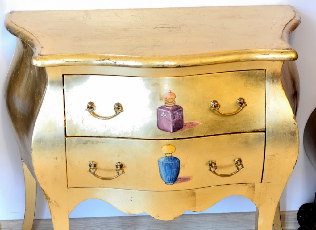 Comoda din lemn masiv aurit si pictat manual - imagine 2