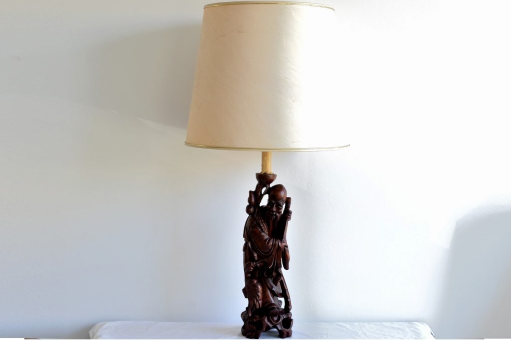 lampa chinezeasca lemn (1) Veioza chinezeasca din lemn masiv sculptat fin - imagine 1