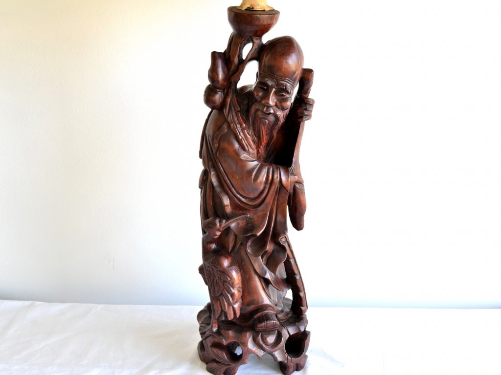 Veioza chinezeasca din lemn masiv sculptat fin - imagine 3