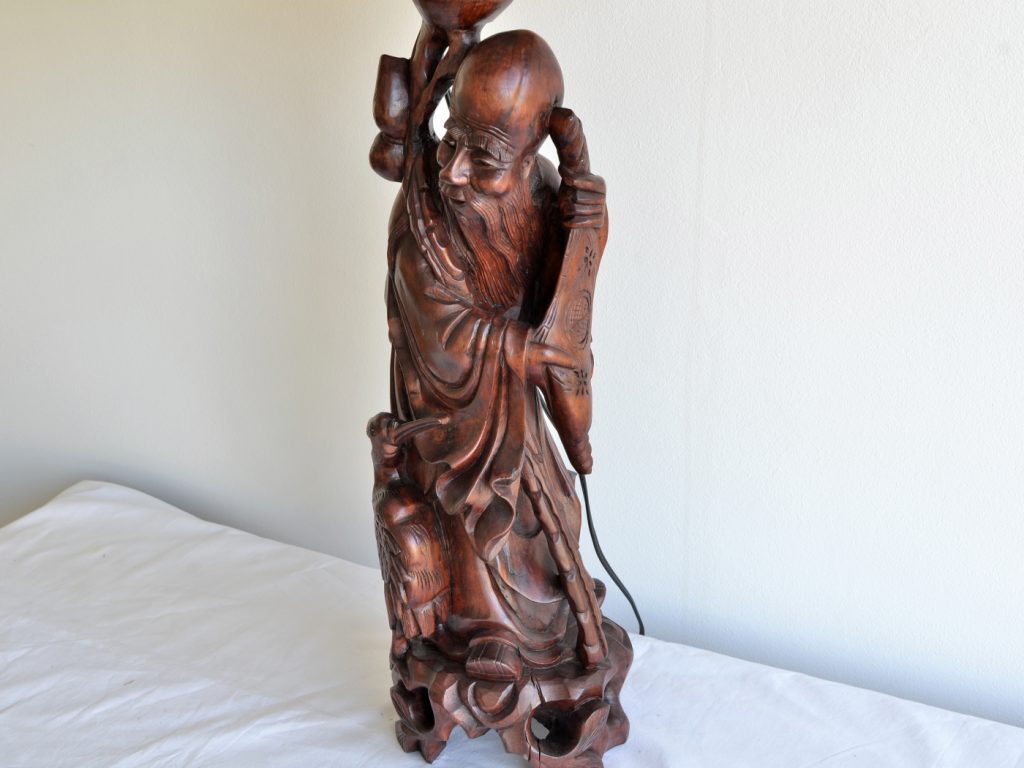 Veioza chinezeasca din lemn masiv sculptat fin - imagine 2