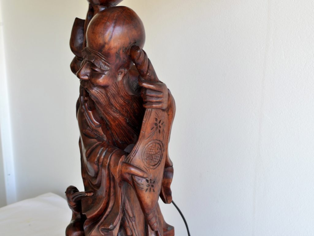 Veioza chinezeasca din lemn masiv sculptat fin - imagine 5