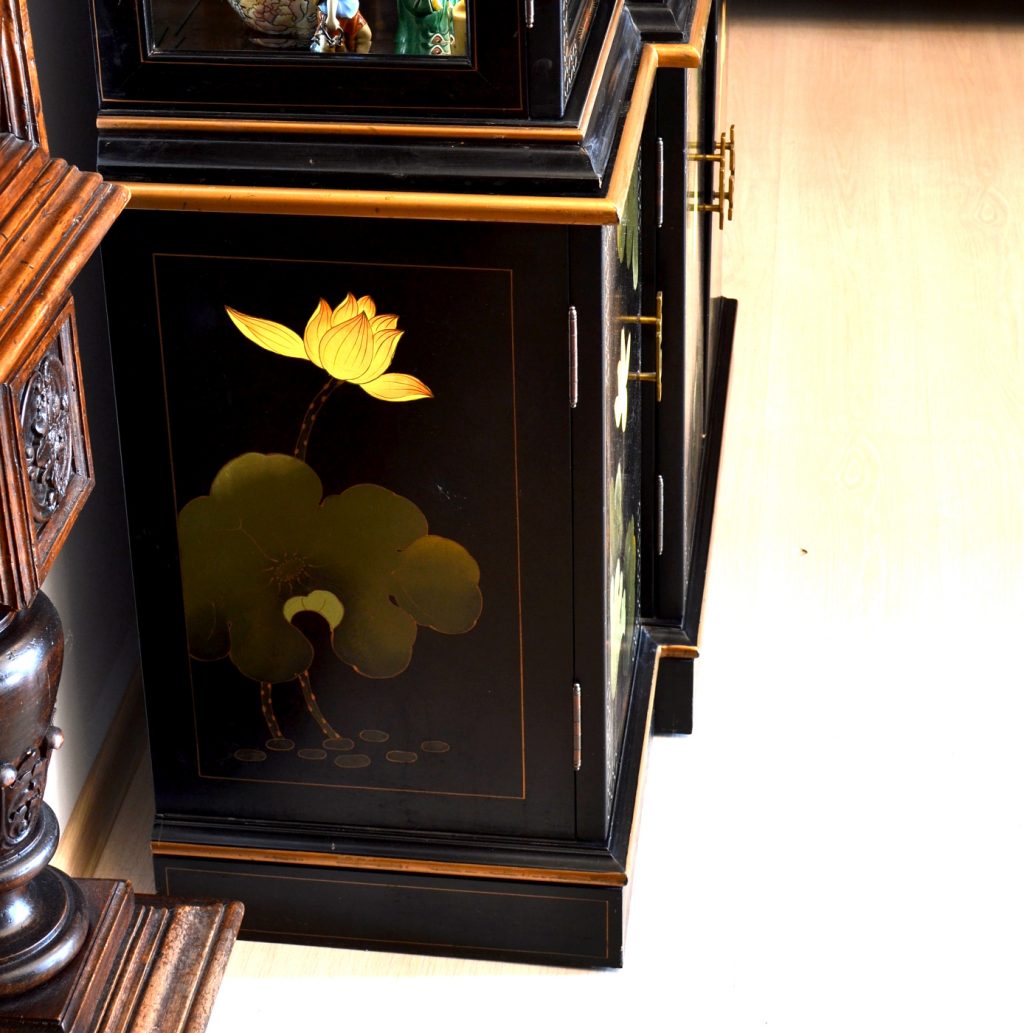 Vitrina chinezeasca  din lemn masiv pictata manual - imagine 5