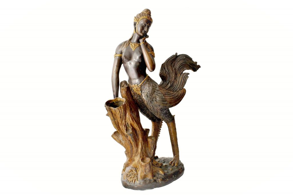Statuie din bronz masiv zeita pasare Kinnara Statuie din bronz masiv zeita pasare Kinnara