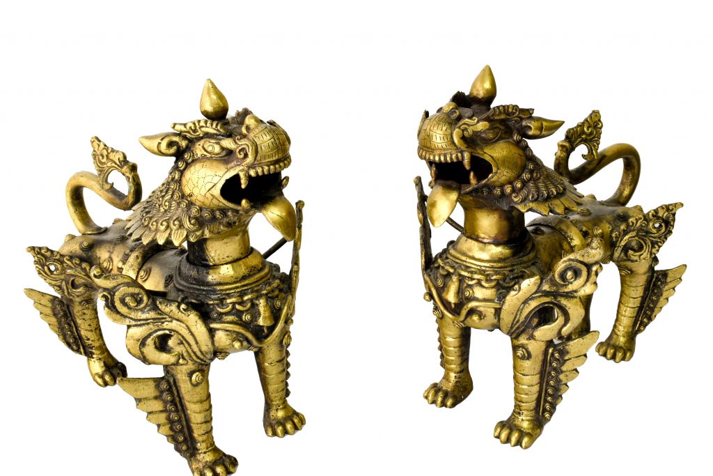 Pereche de lei Kilin din bronz masiv - imagine 3