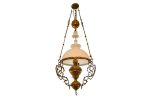 Lampa pe gaz din bronz cu sticla opalina