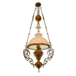 Lampa pe gaz din bronz cu sticla opalina