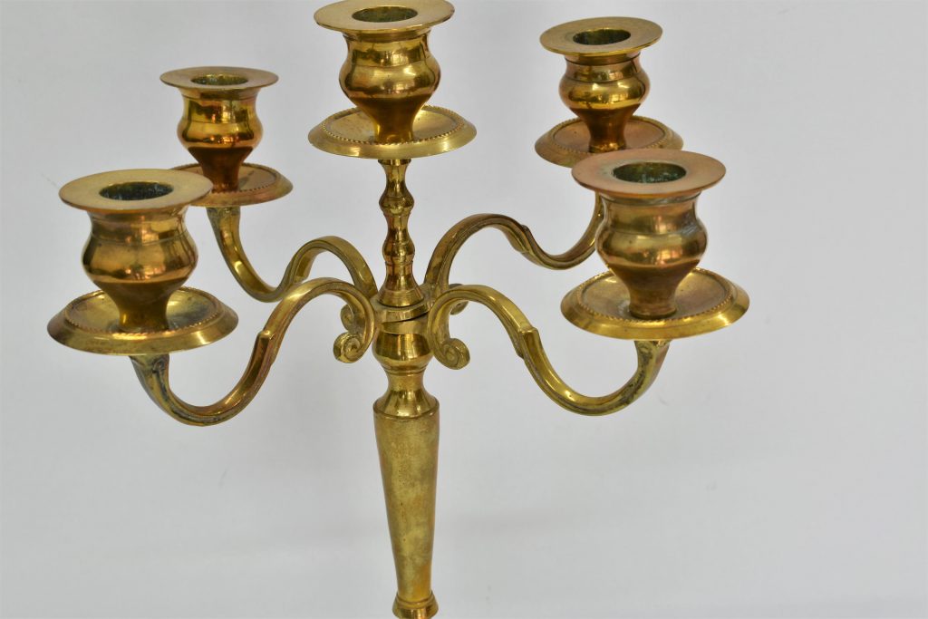 Sfesnic din bronz masiv cu 5 lumanari