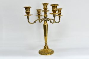Sfesnic din bronz argintat cu 5 lumanari
