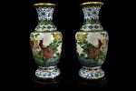 Vaze Cloisonne din bronz de mari dimensiuni