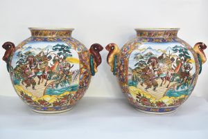 Doua vase Satsuma din portelan