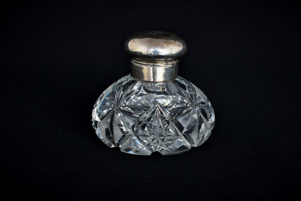 Calimara cristal si capac de argint Calimara cristal si capac de argint