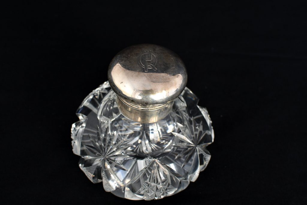 Calimara cristal si capac de argint Calimara cristal si capac de argint