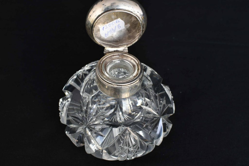 Calimara cristal si capac de argint Calimara cristal si capac de argint