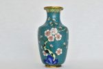 Vaza cloisonne albastra cu flori