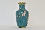 Vaza cloisonne albastra cu flori