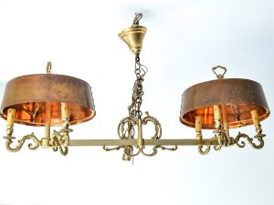 Candelabru Bouillotte din bronz masiv si alama
