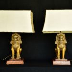 Set lampi cu lei din bronz Singha