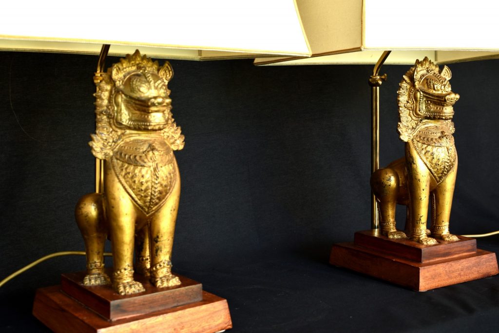 Set lampi cu lei din bronz Singha (5) Set lampi cu lei din bronz Singha