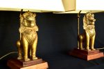 Set lampi cu lei din bronz Singha