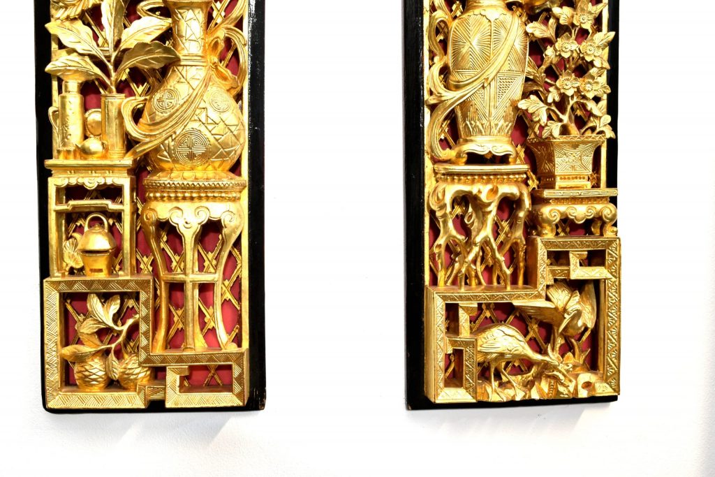 Set 2 panouri chinezesti aurite