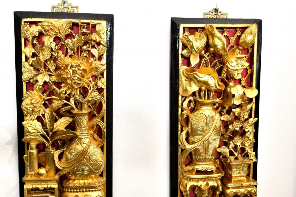 Set 2 panouri chinezesti aurite