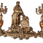 Set ceas cu statuie Leonardo Da Vinci