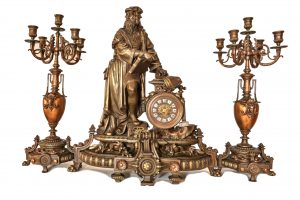 Set ceas cu statuie Leonardo Da Vinci