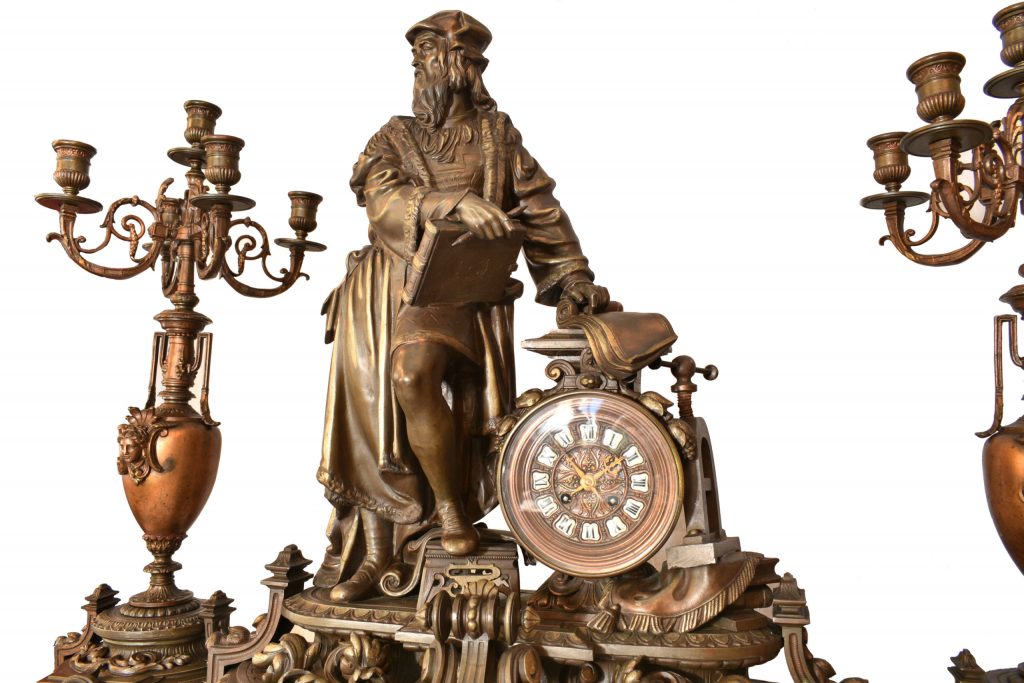 Set ceas cu statuie Leonardo Da Vinci