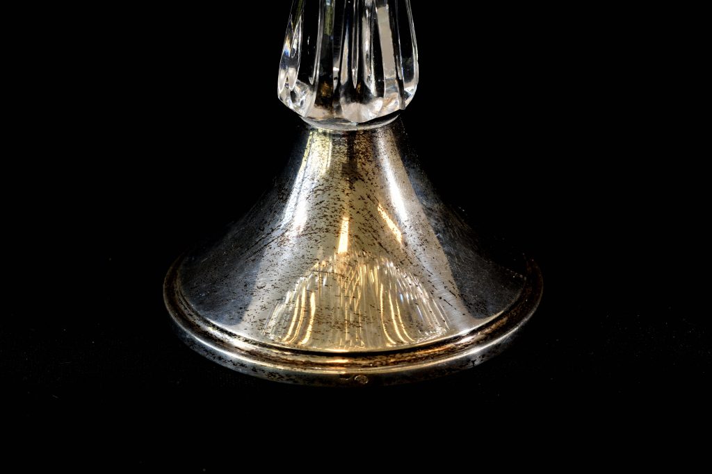 Fructiera din cristal cu picior de argint (7) Fructiera din cristal cu picior de argint