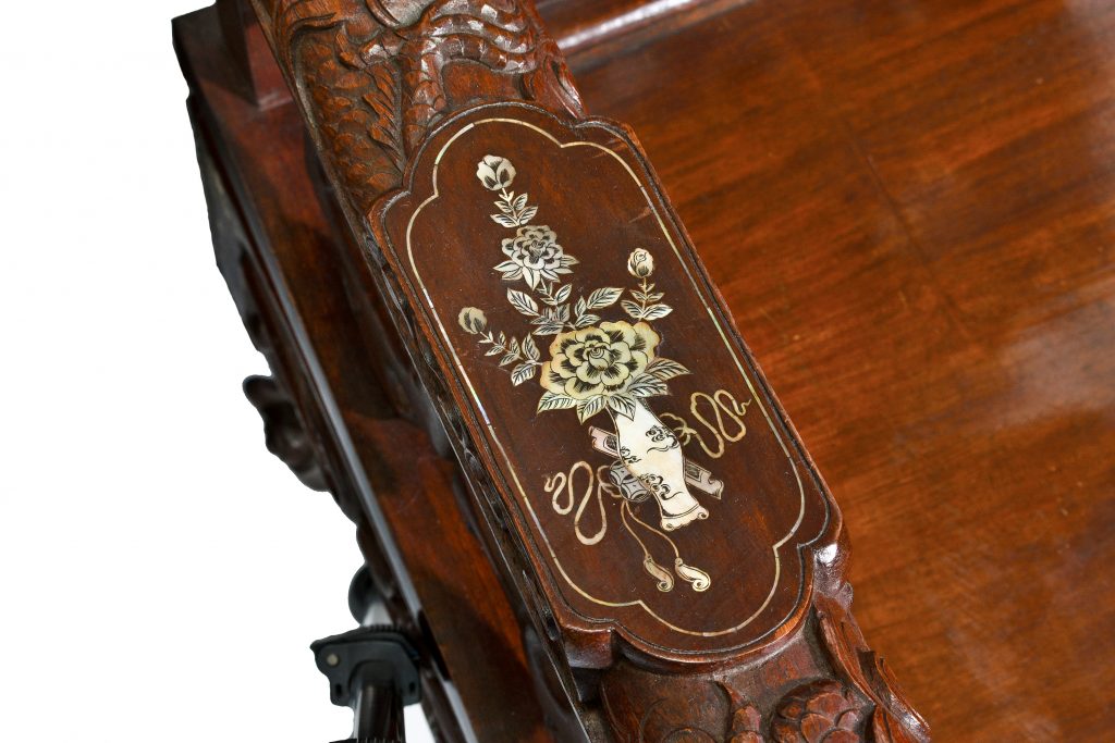 set canapea cu 2 fotolii din lemn exotic