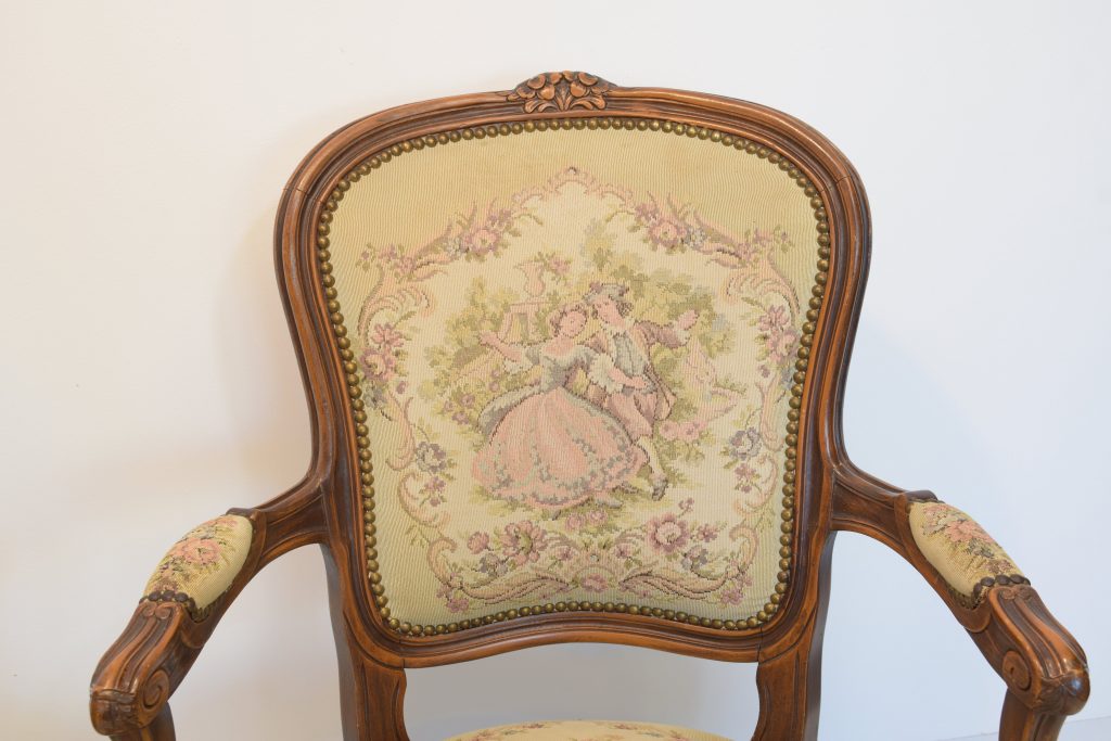 Fotoliu Louis XI lea cu tapiterie belgiana