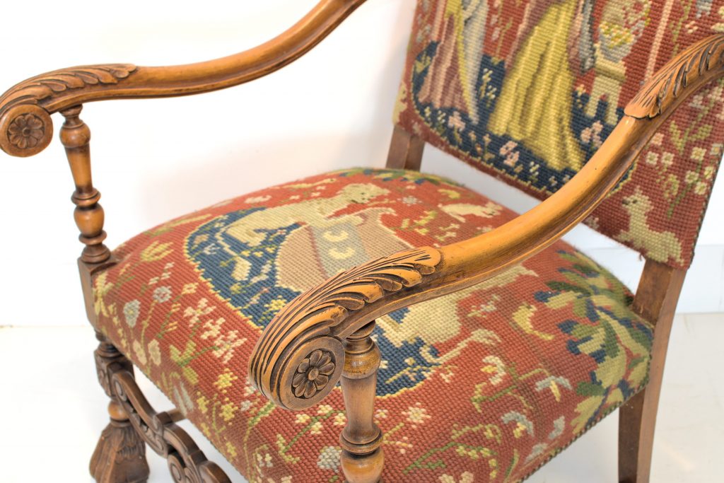 Fotoliu Louis al XV lea cu tapiterie belgiana (7) Fotoliu Louis al XV lea cu tapiterie belgiana