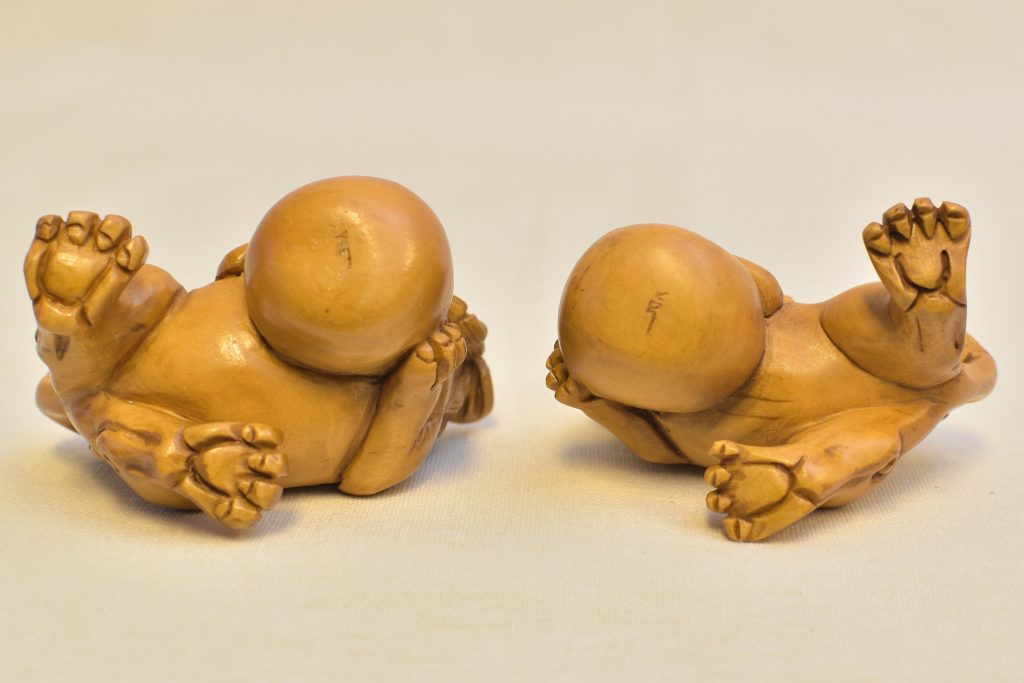 Netsuke caine Foo din lemn (7) Netsuke caine Foo din lemn