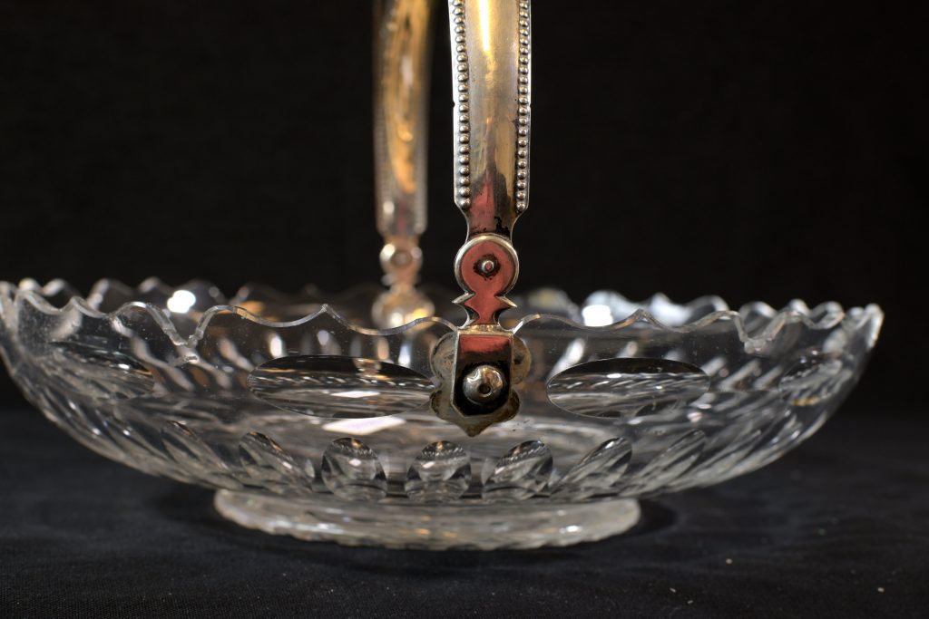 Fructiera din cristal cu maner de argint (5) Fructiera din cristal cu maner de argint