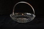 Fructiera din cristal cu maner de argint