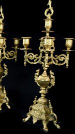 Set doua sfesnice din bronz cu 5 lumanari