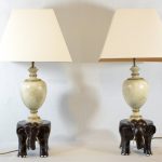 Set 2 veioze mari cu baza elefant