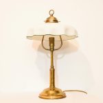 Veioza Art Nouveau abajur alb si verde