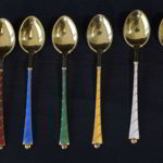 Set 6 lingurite din argint cu email